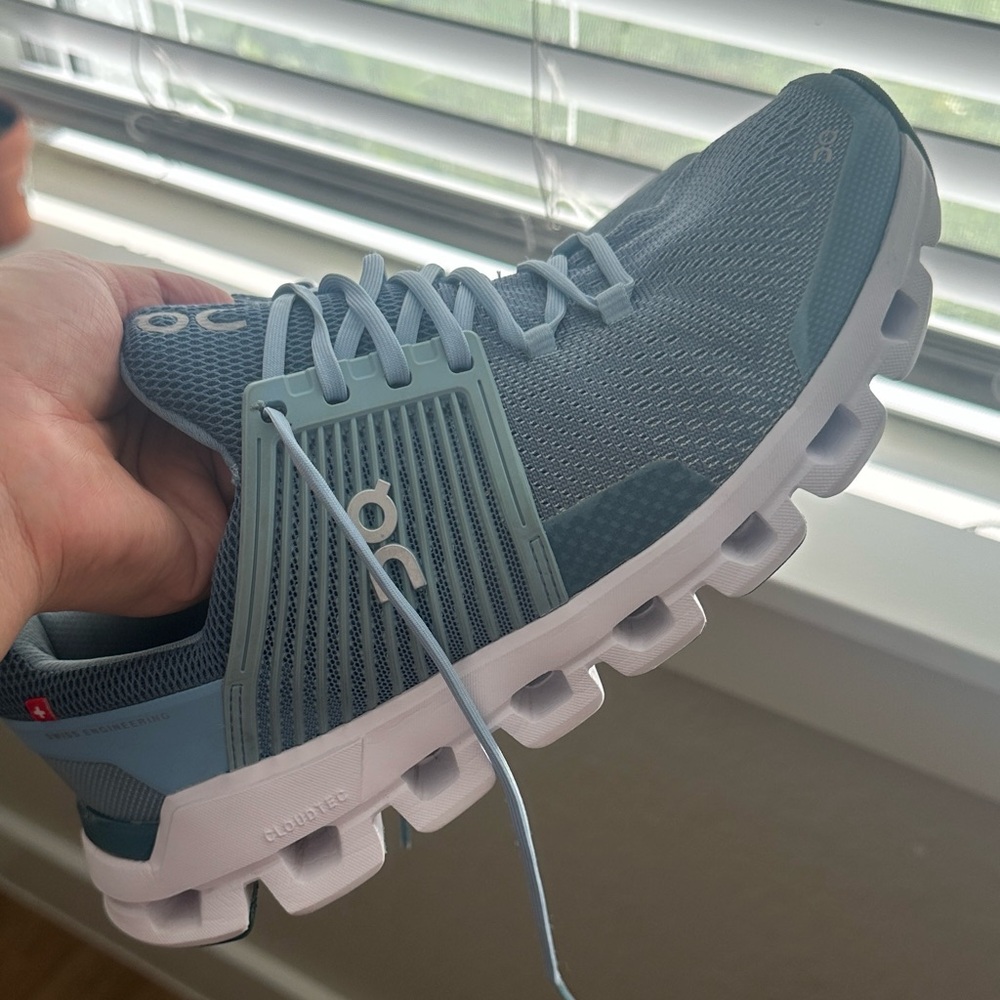 On Cloud Women’s Blue and White Running Shoes